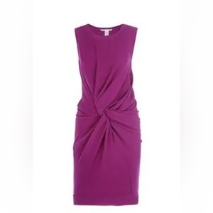 DVF Diane Von Furstenberg ALASTRINA Knot Draped Silk Dress Violet